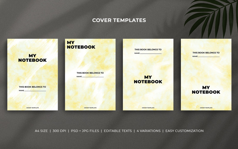 Plantillas editables de portadas de cuaderno A4 con diseño minimalista ...