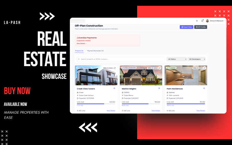 Painel de gerenciamento de propriedades imobiliárias
