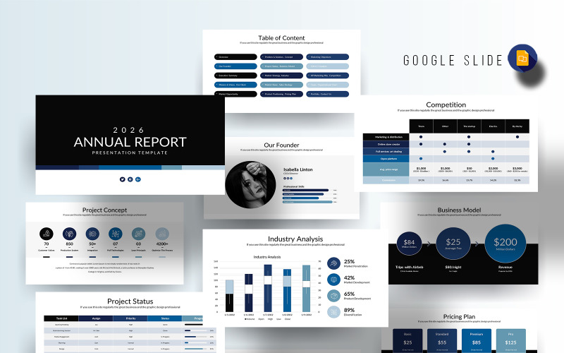 Rapport annuel – Modèle de présentation Google Slides