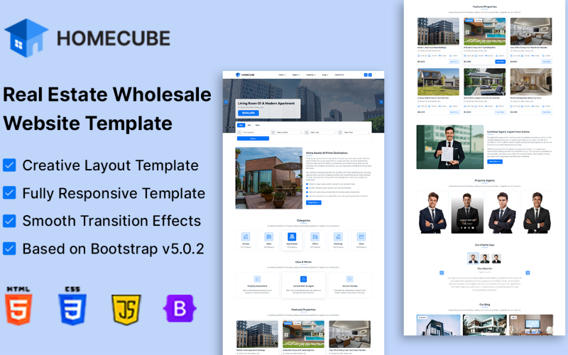 Real Estate Wholesale Website Template – Responsive HTML5 Design with Contract Integration