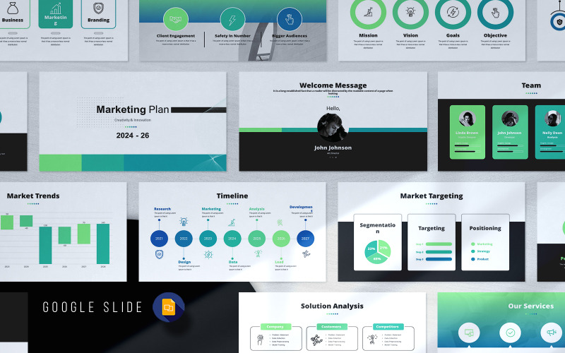 Šablona prezentace Google Slide pro obchodní marketingový plán