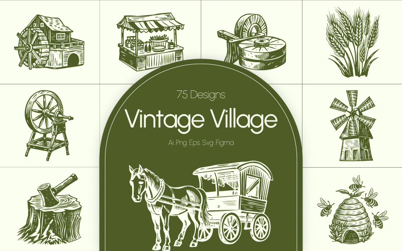 Vintage by illustration set