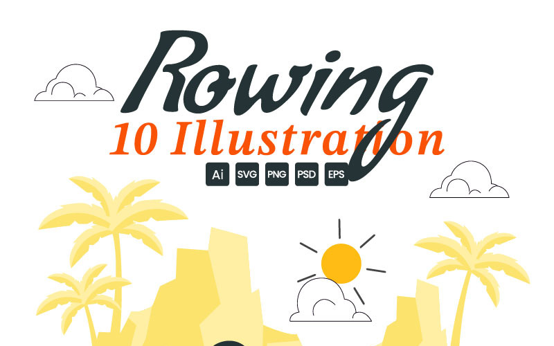 10 Illustrazione di canottaggio e canoa