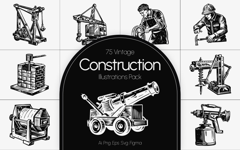 Juego de arte de construcción vintage
