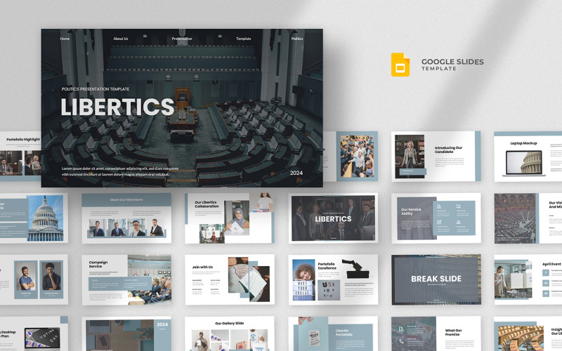 Libertics - Politiek en bestuur Google Slides-sjabloon