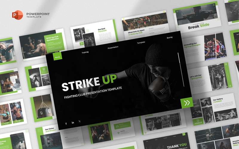 Modelo de PowerPoint sobre boxe e esportes de luta Strike Up