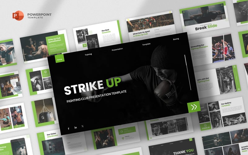 Strike Up - 拳击与格斗运动 PowerPoint 模板