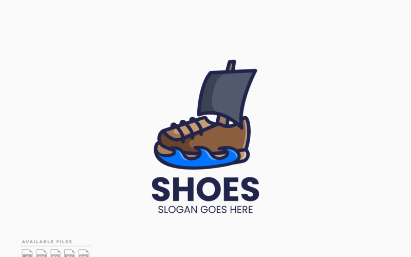 Modèle de logo de bateau de chaussures, conception vectorielle