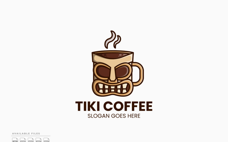 Modello di logo del caffè Tiki Design vettoriale