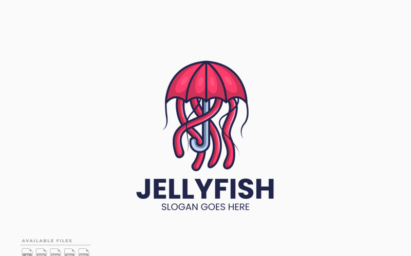 Шаблон логотипа Umbrella Jellyfish Векторный дизайн