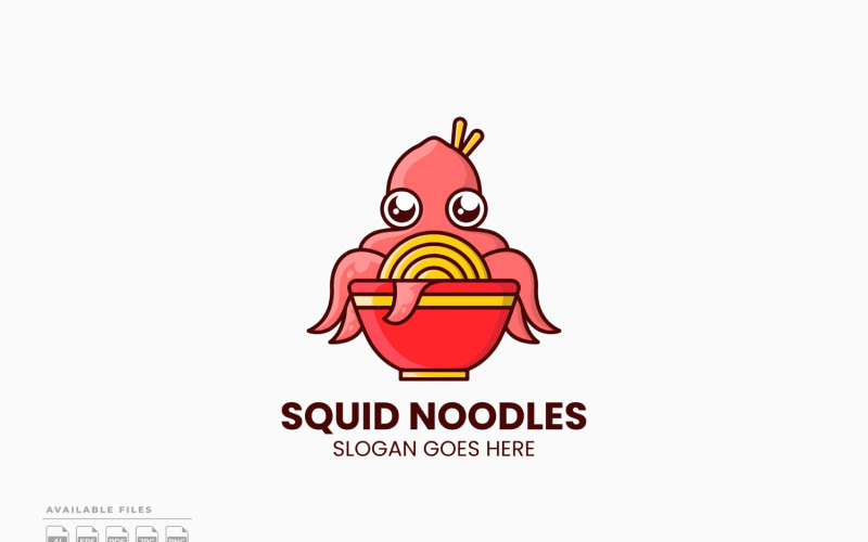 Szablon logo Squid Noodles Vector Design