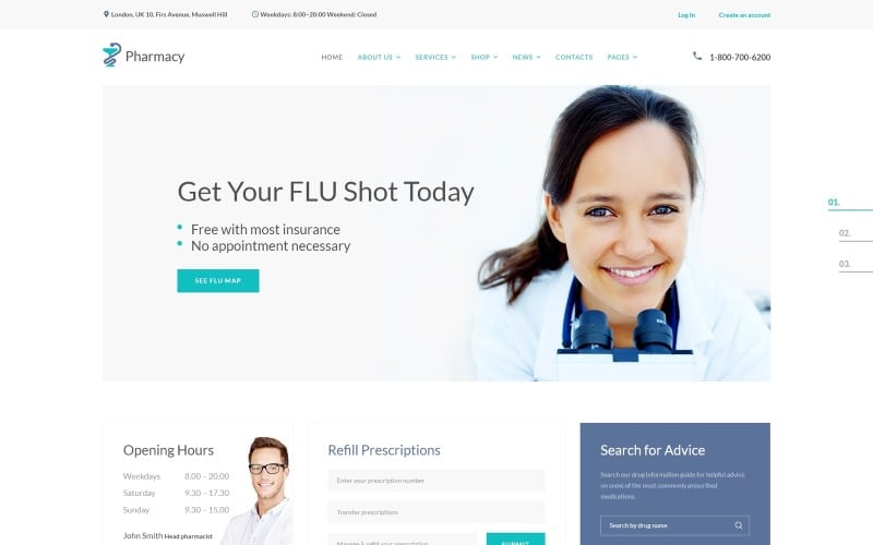 Pharmacie - Modèle de site Web HTML5 à plusieurs pages médicales