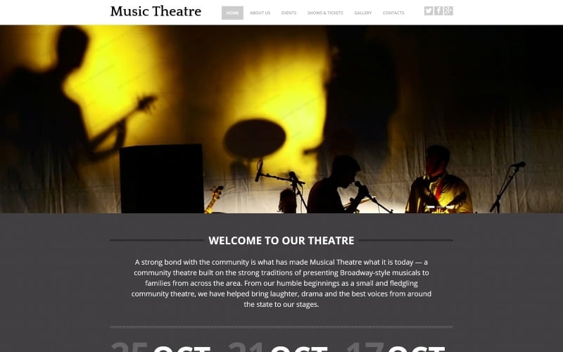 Plantilla web para sitio web de teatro musical