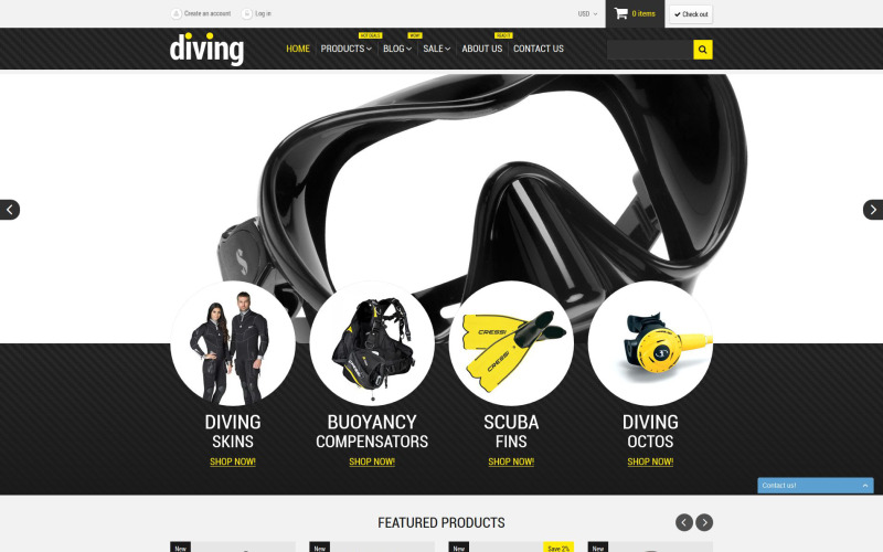 Tema Shopify del negozio di immersioni