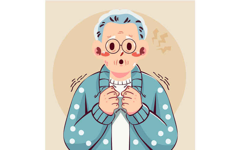 Ilustracja przedstawiająca starszego mężczyznę z chorobą Parkinsona