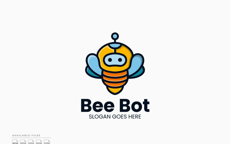 Modèle de logo Bee Bot, conception vectorielle