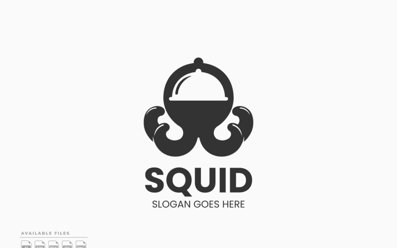 Modèle de logo de restaurant de calmars, conception vectorielle