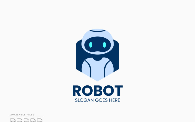 Modèle de logo de robot, conception vectorielle à plat