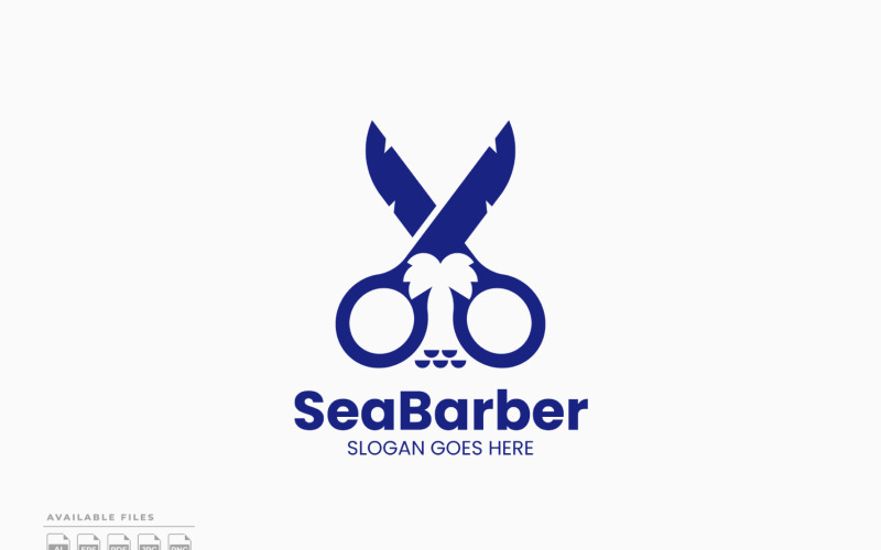 Шаблон логотипа Sea Barber Векторный дизайн