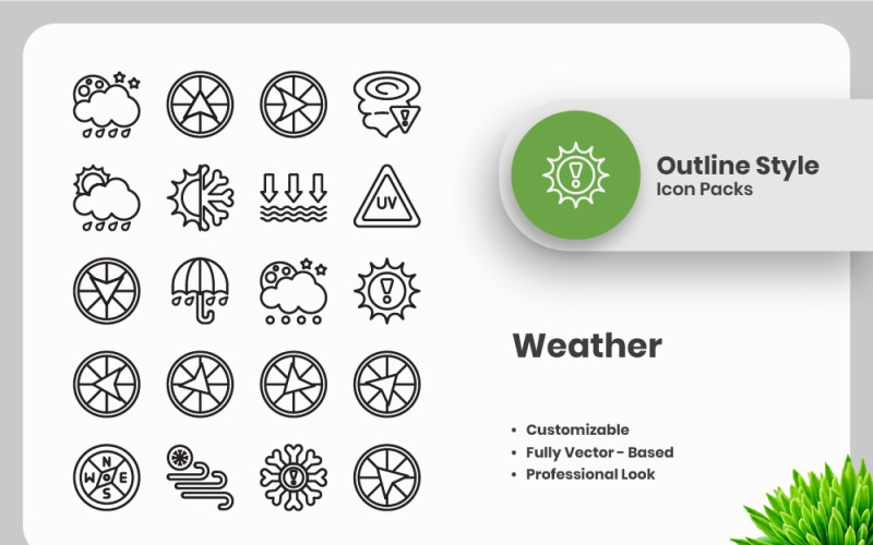 Conjunto de 20 ícones de contorno do Weather Vol 4