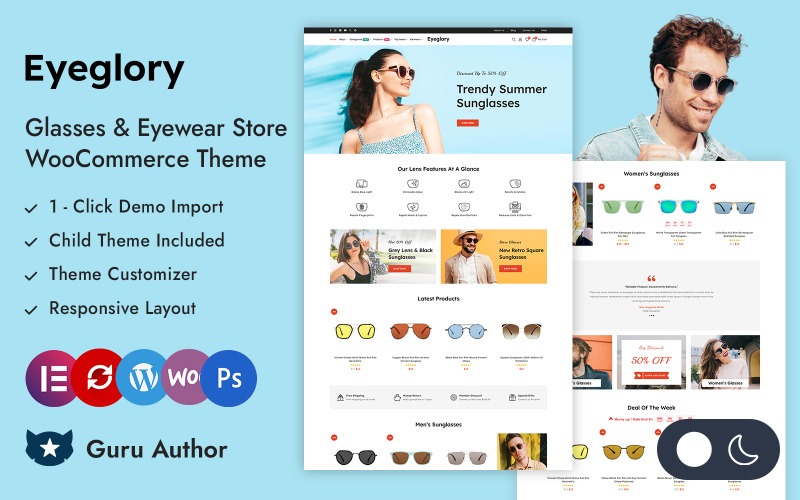 Eyeglory - Gözlük ve Optik Mağazası Elementor WooCommerce Duyarlı Tema