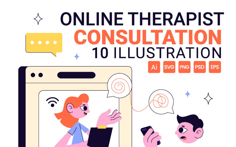 10 Ilustrações de Consultas Online com Terapeutas