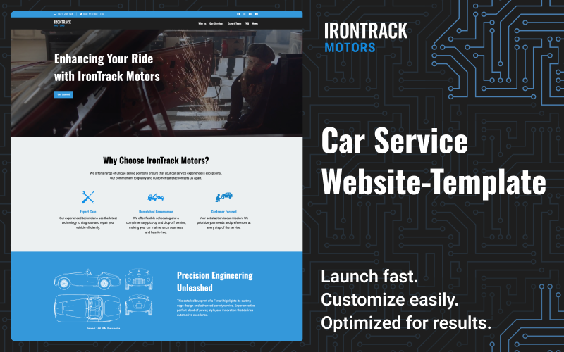 IronTrack Motors - 汽车维修 | 响应式 Drupal 模板