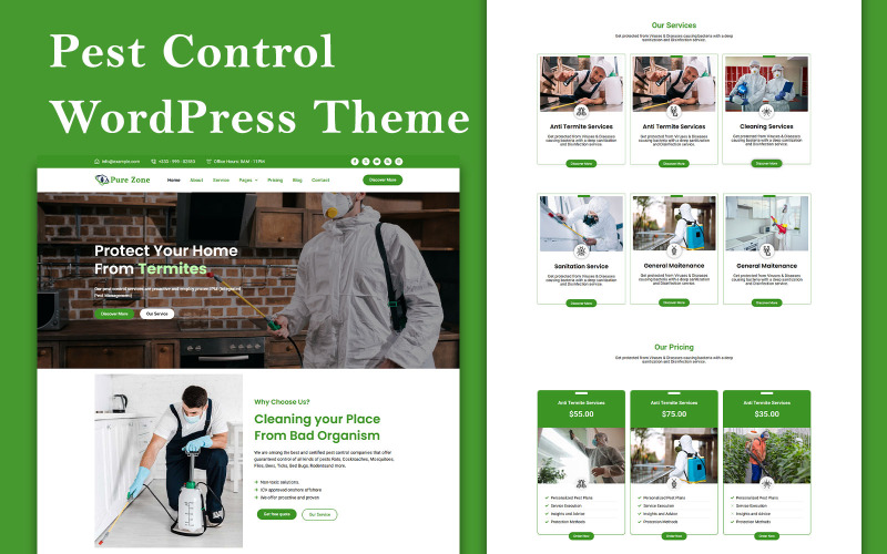 PureZone – Tema WordPress para Controle de Pragas