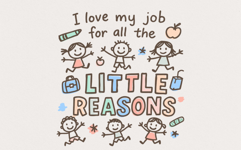 Amo mi trabajo por todas las pequeñas razones (Png), lindo diseño de camiseta de agradecimiento al maestro (Png), para niños