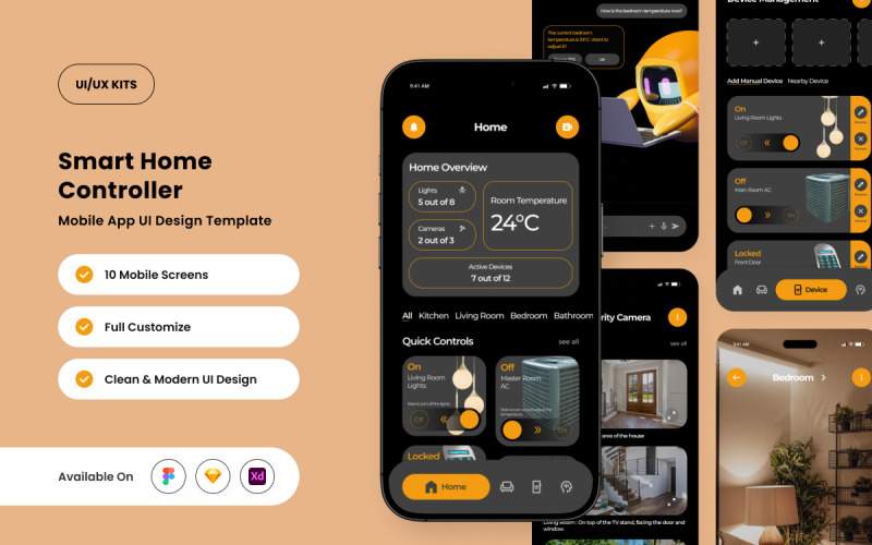 CasaIQ – Plantilla de diseño de aplicación para dispositivos inteligentes