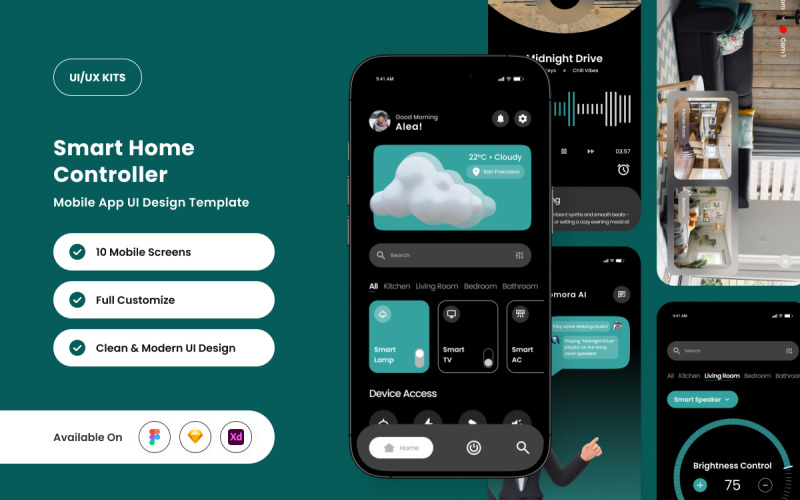 Domora – Plantilla de diseño de interfaz de usuario para hogares inteligentes
