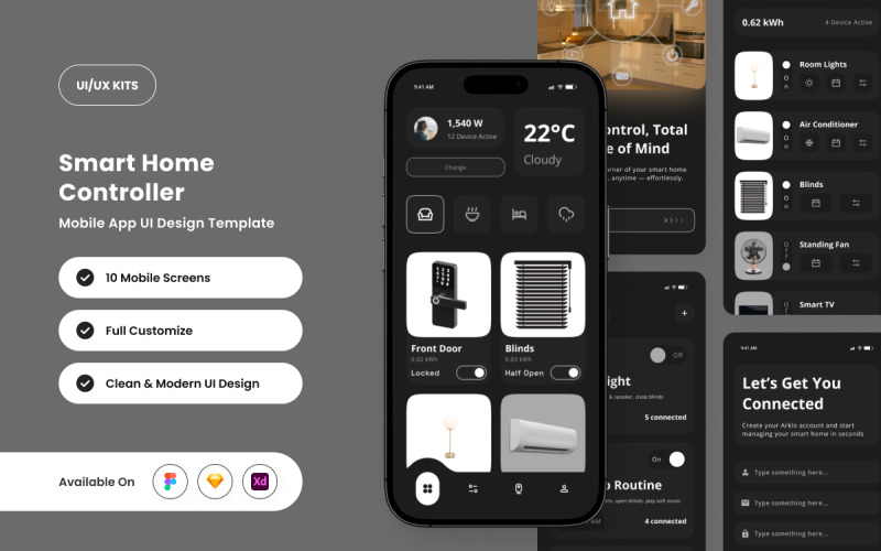 Homiq – Minimalistyczny szablon interfejsu użytkownika inteligentnego domu