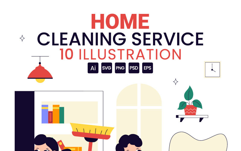 10 Illustrazione del servizio di pulizia della casa