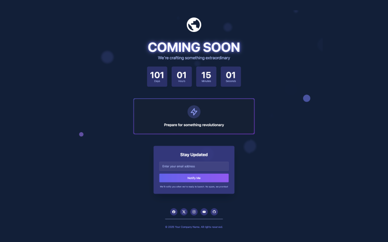 Inklon Coming Soon – Tailwind HTML Template