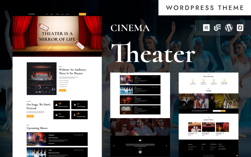 Mozi - Vintage színház és előadóművészet WordPress Elementor sablon