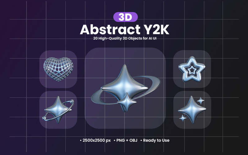 Abstraktní Y2K tvary 3D ikona