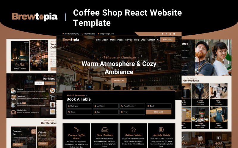 Brewtopia – Coffee Shop React Website Template