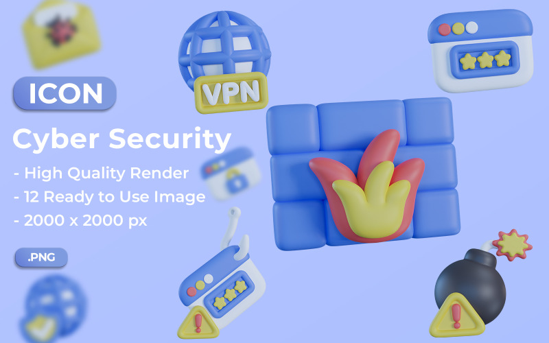 Pack d'icônes 3D de cybersécurité