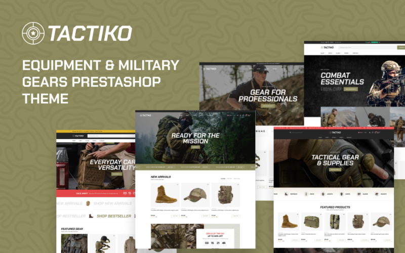 Ps Tactiko Elementor - Tema Prestashop per attrezzature e ingranaggi militari