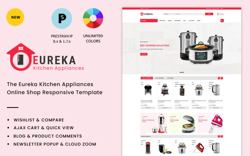 Шаблон магазина многоцелевой кухонной техники Eureka для PrestaShop