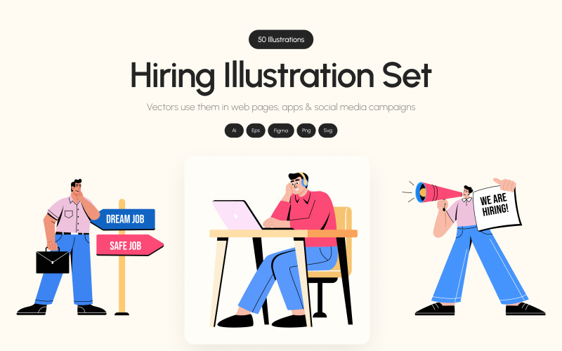 Set di illustrazioni artistiche per l'assunzione