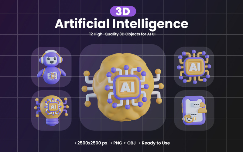Yapay Zeka 3D Simgesi