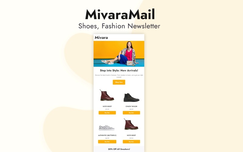 MivaraMail – Шаблон рассылки новостей модного и обувного бренда