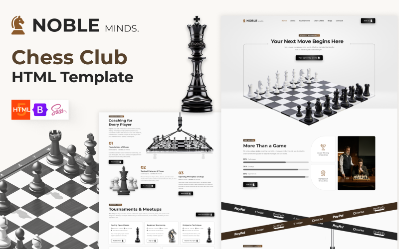 Noble - Modello HTML per club di scacchi e personal trainer