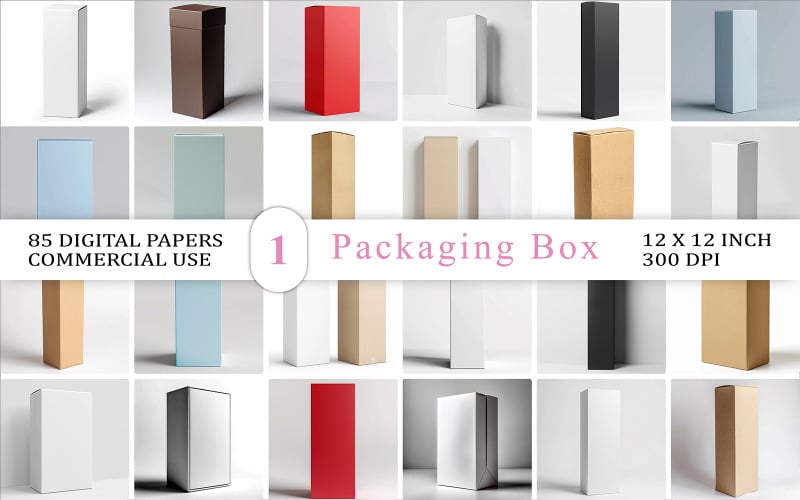 Vertical Packaging Box PNG Bundle Minimal Vertical Packaging Box Mockups Blank Packaging Box PNG