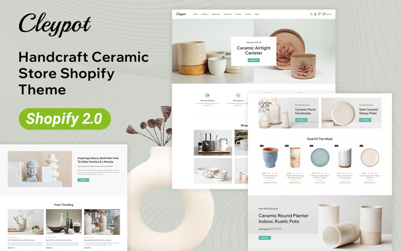 Cleypot - Магазин керамики и мебели Shopify Тема