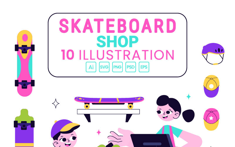 10 Ilustracja sklepu ze deskorolkami