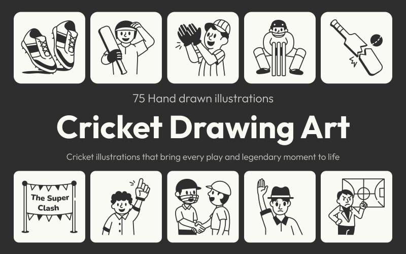 Modern cricketteckningsset
