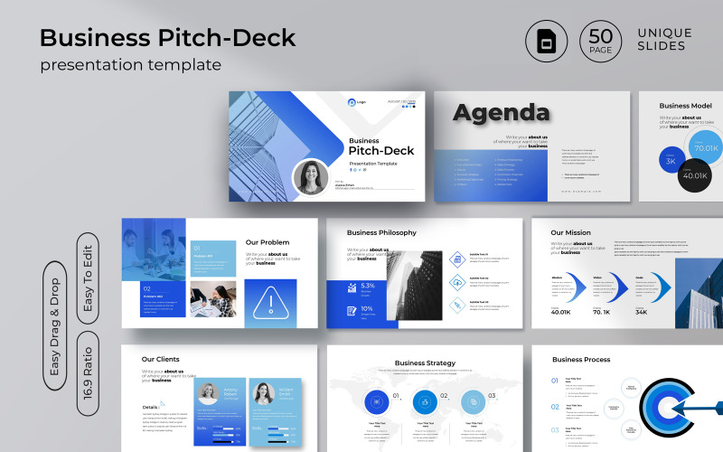 Шаблон презентации Google Slide для бизнес-презентации Pitch-Deck