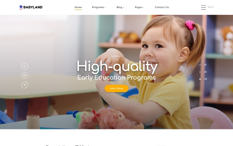 Babyland - Çocuk Merkezi Çok Sayfalı Temiz HTML Web Sitesi Şablonu